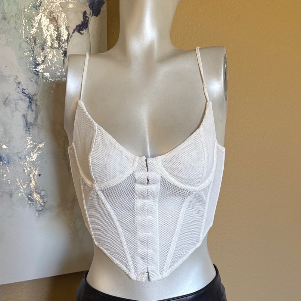 White Mesh Longline Bustier Top - Women Intimates & Sleepwear